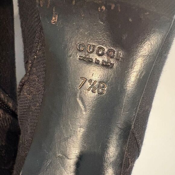 Gucci Fabric Ankle Boots Cloth Size 7.5 Brown *FLAW - Picture 5 of 8